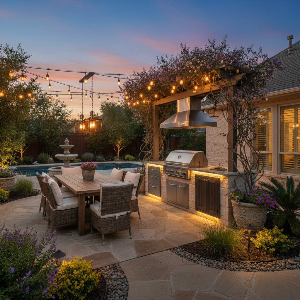 Landscape Design Around Outdoor Kitchens in Houston, TX